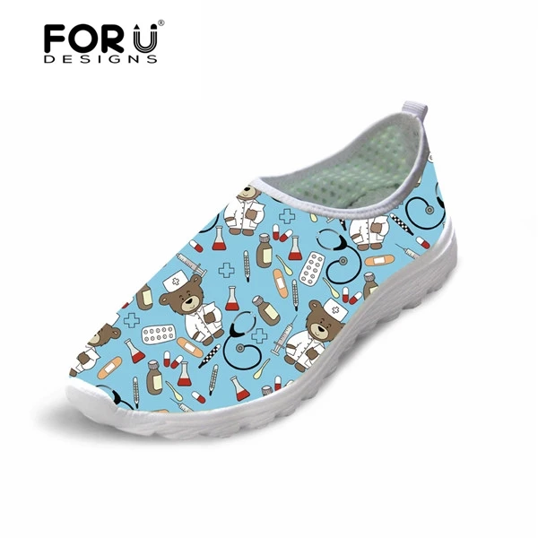 Кеды forudesigns для женщин; Милая женская летняя повседневная прогулочная обувь с принтом медсестры; удобная Пляжная обувь на плоской подошве; светильник; обувь для студентов - Цвет: H10002AA