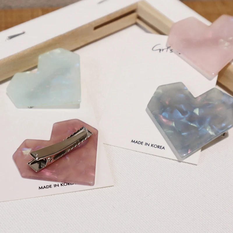 Новое поступление женские девушки милый акриловый в форме сердца блестящие заколки для волос Tinfoil шпильки с блестками заколки Бутик Аксессуары для волос