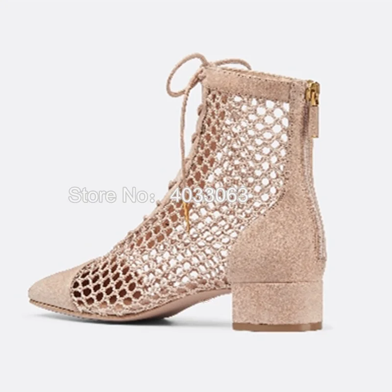 Beli Baru 2019 Musim Panas Sepatu Kulit Mesh Renda Sandal Wanita Hollow Keluar Tumit Rendah Gladiator Sandal Memancing Net Sepatu Sandal Sepatu Bot