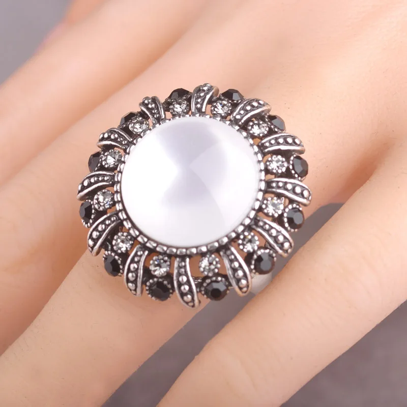 Женский винтажный комплект из кольца и серёг с белым опалом|jewelry world|jewelry sapphirejewelry