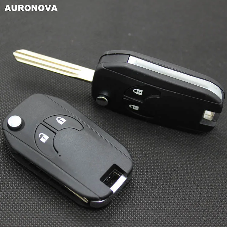 

AURONOVA New Upgrade Flip Folding Key Shell for Nissan Sunny March 2 Buttons Modified Remote Car Key Case