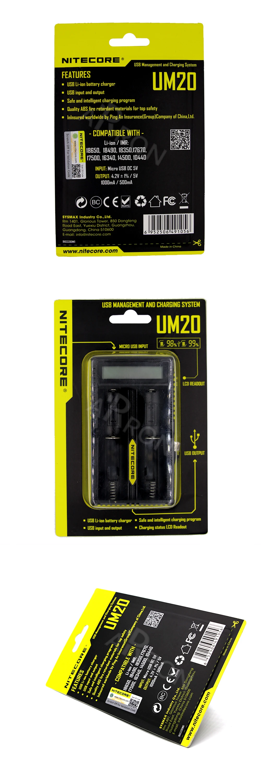 NITECORE UM20 цифровой Смарт USB литиевая Батарея Зарядное устройство ЖК-дисплей Li-Ion IMR 18650 14500 16340 Зарядное устройство Батарея