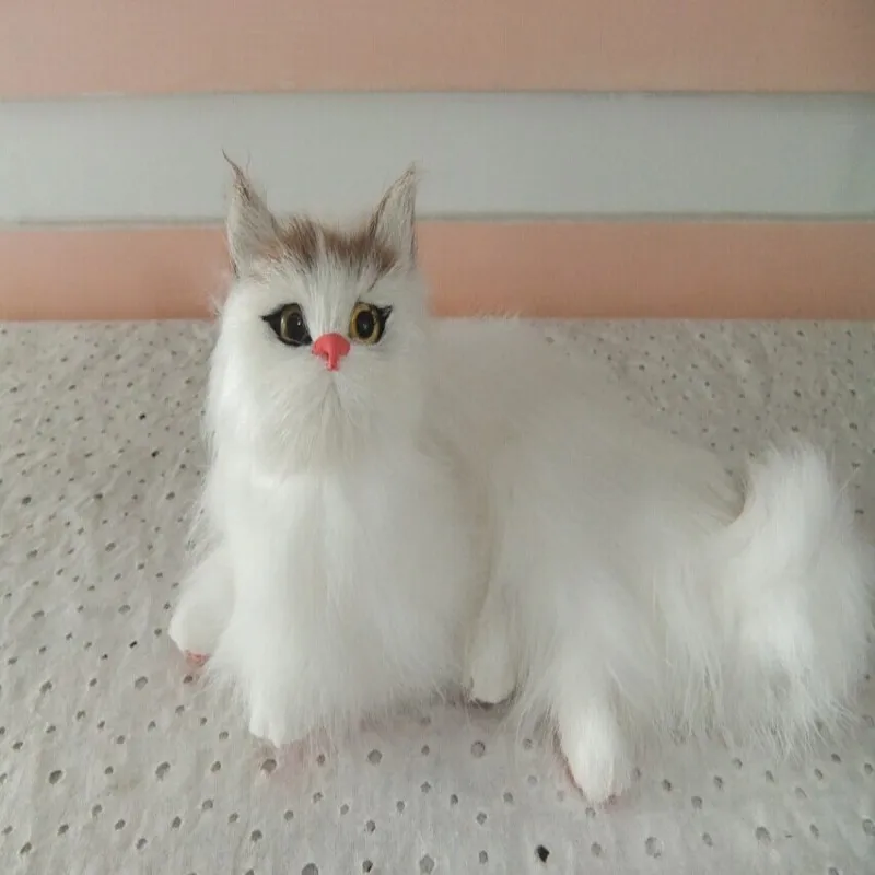

new cute simulation cat lifelike handicraft small white cat model gift about 16x9cm