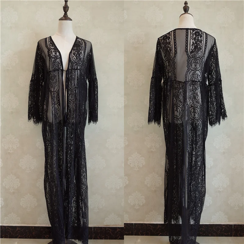 2021 сексуальная прозрачная передняя открытая Разделение Рукава Кружевная туника