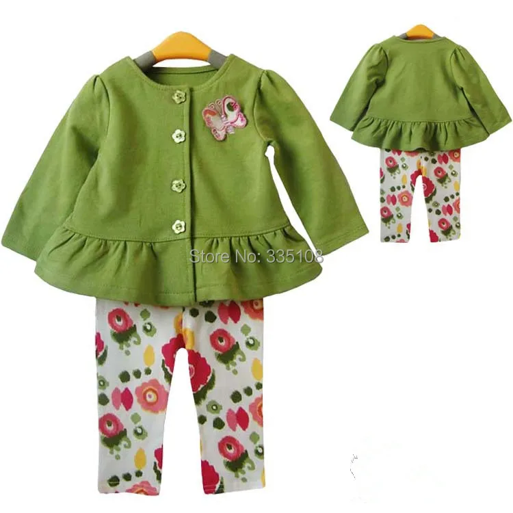 Комплекты одежды с цветочным принтом для маленьких девочек весенне-осенняя