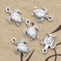 40pcs charms turtle tortoise sea 16x12mm antique bronze silver color pendants diy craft making findings handmade tibetan jewelry