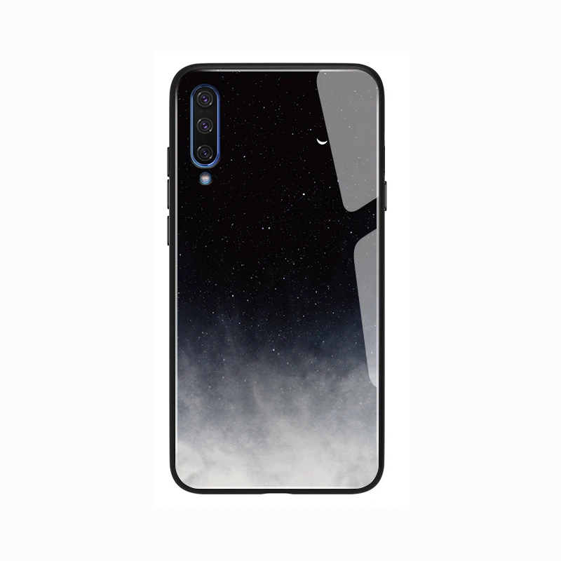 Black Чехол GFAITH из закаленного стекла для samsung A50, чехол звездное небо, дизайн A70, чехол для Galaxy A30S A20E A10S M20 A40 A80 S8 Plus, чехлы - Цвет: Black