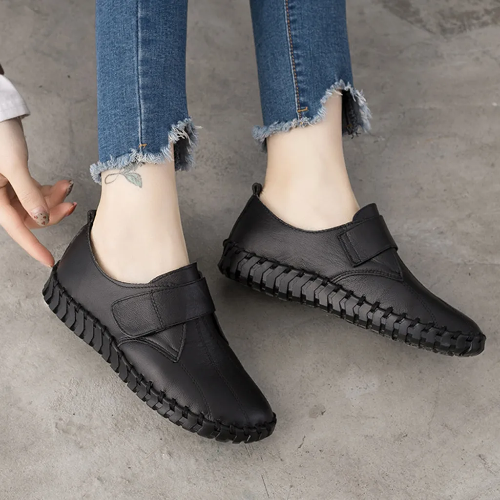 SAGACE Womens Casual Shoes Platform Old Color Soft Bottom Nostalgic Comfortable Flat Bottom Round Low-heeled Womens Casual Shoes