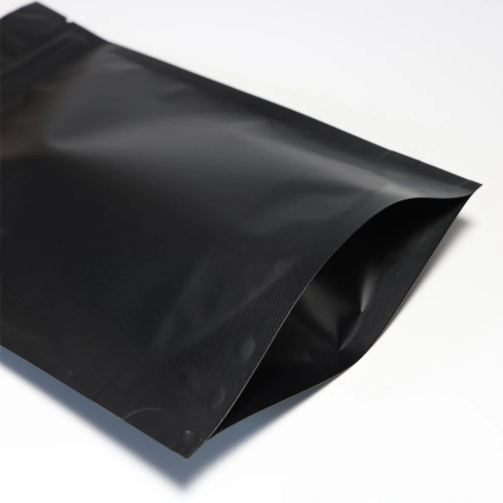 high quality 100pcs heat seal zip lock package bags aluminum foil mylar tear notch matte black stand up bag wholesale free global shipping