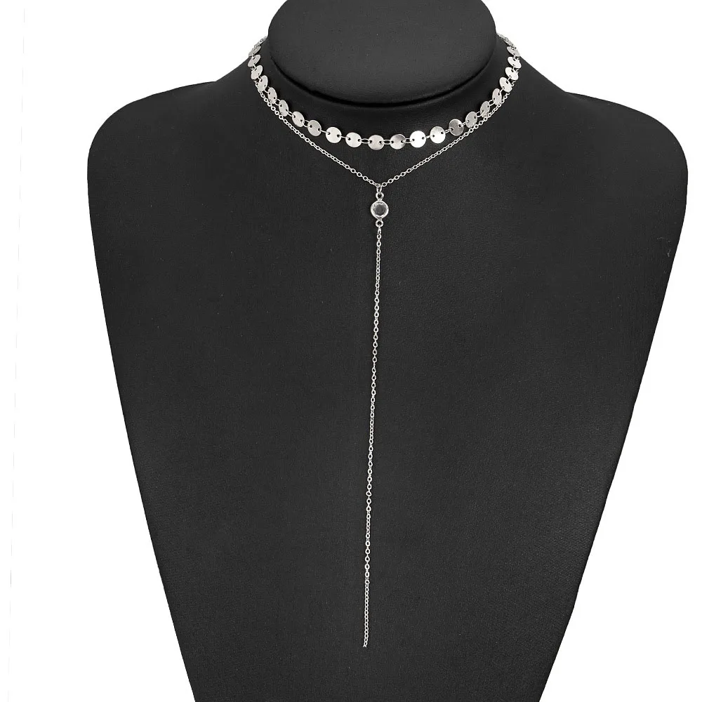 Золотистые посеребренные Чокеры с блестками Очаровательная подвеска