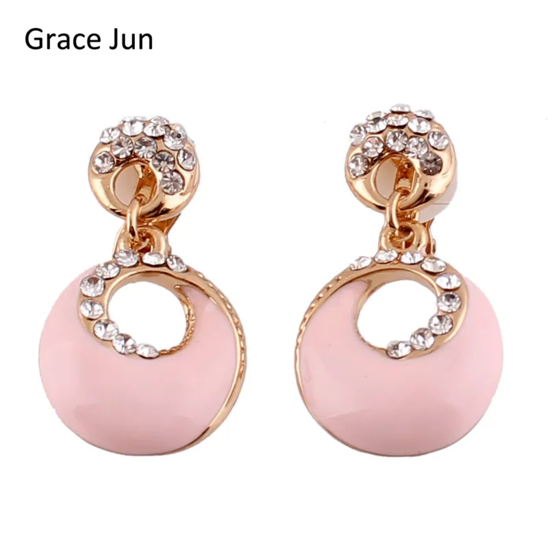 Бренд Grace Jun, 4 цвета на выбор, стразы, эмаль, клипсы, серьги, не пирсинг для женщин, модные милые ювелирные изделия, серьги без отверстий для ушей