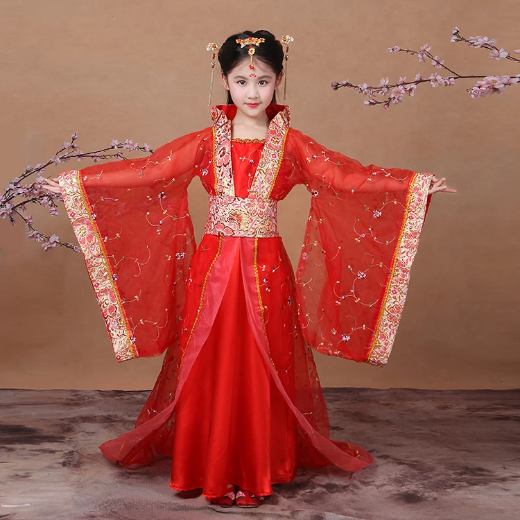 Новая розовая Китайская традиционная одежда hanfu для девочек, праздничные платья для костюмированной вечеринки, костюмы династии Тан для девочек
