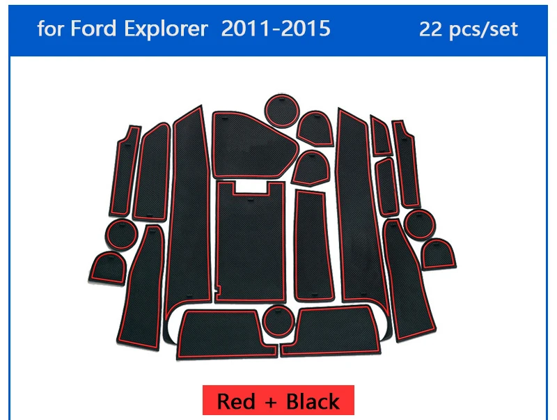 Для Ford Explorer 2011 до 2015 Противоскользящий резиновый коврик для чашки двери 22 шт. 2012
