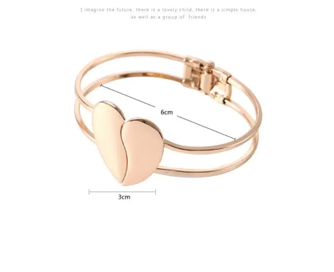 2018 New Fashion Two-sided Heart-shaped bracelet Women's metal alloy Gold accessories Jewelry Gifts For Women | Украшения и