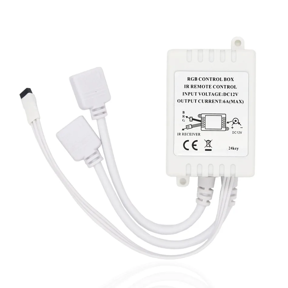 DC 12V 24Key 2Port Output LED RGB Controller IR Remote Control Dimmer For SMD 5050 2835 3528 Strip | Лампы и освещение