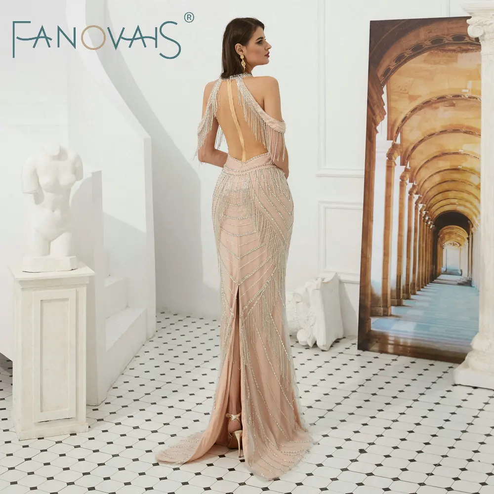 Вечерние Платья Холтер Роскошные Кисточки Спинки Платье Выпускного Вечера Vestido De