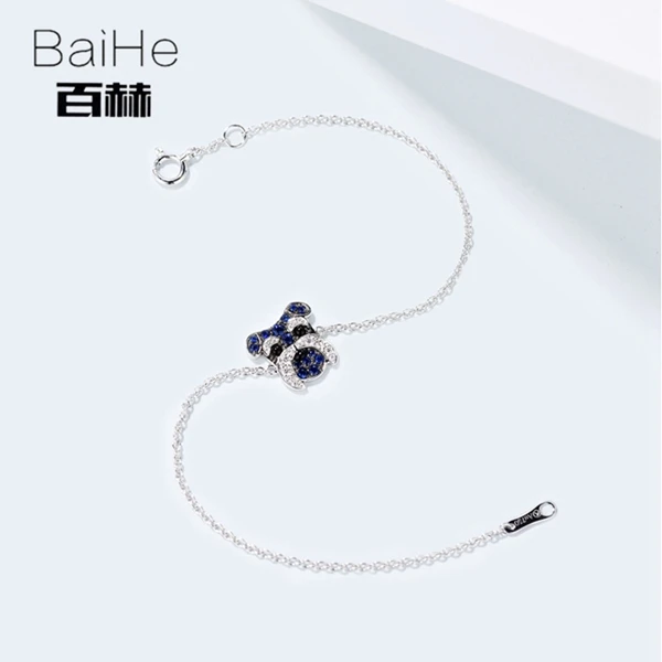 BAIHE Solid 14 K белое золото 0.08ct Сертифицированный H/SI натуральные бриллианты юбилей женские модные ювелирные изделия Уникальный браслет