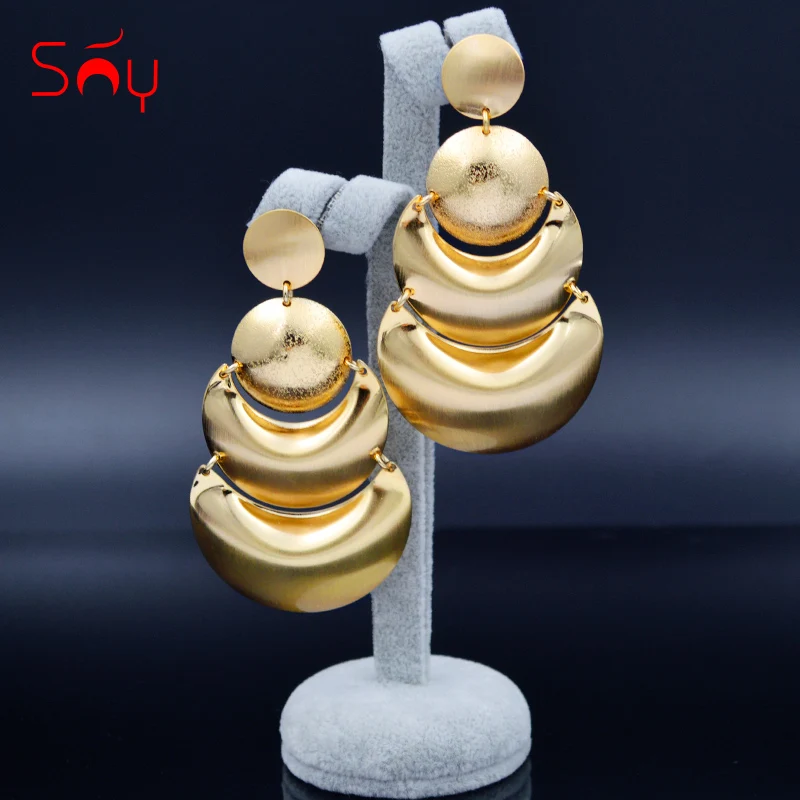 Солнечное ювелирное изделие висячие серьги для женщин длинные большие