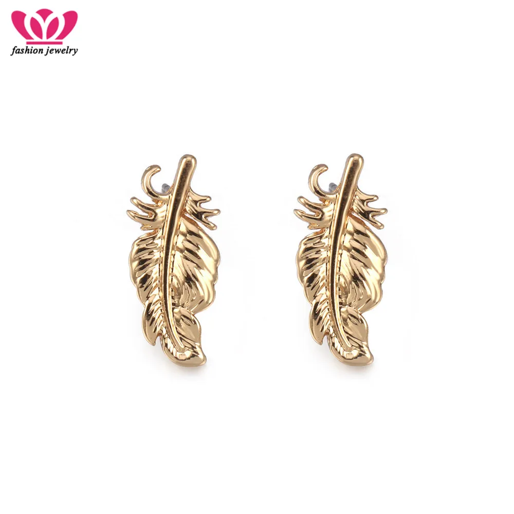 Женские серьги пусеты Samll Серебристые с перьями модные украшения на День святого