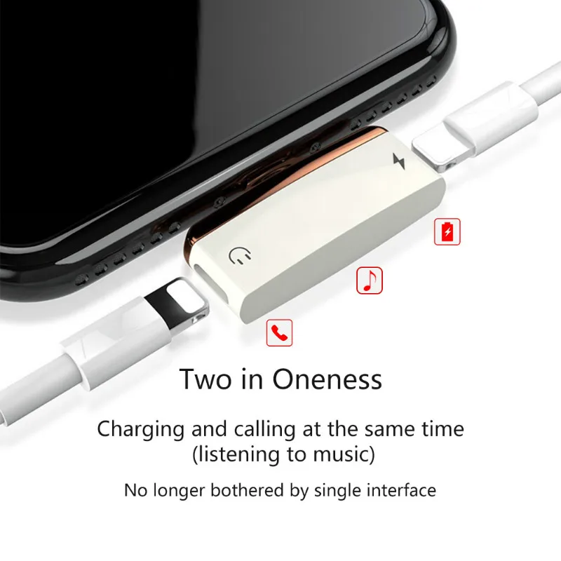 RBAYSALE для iPhone 7 8 X плюс 2 в 1 зарядки аудио конвертер Алюминий адаптер Dual Свет нин