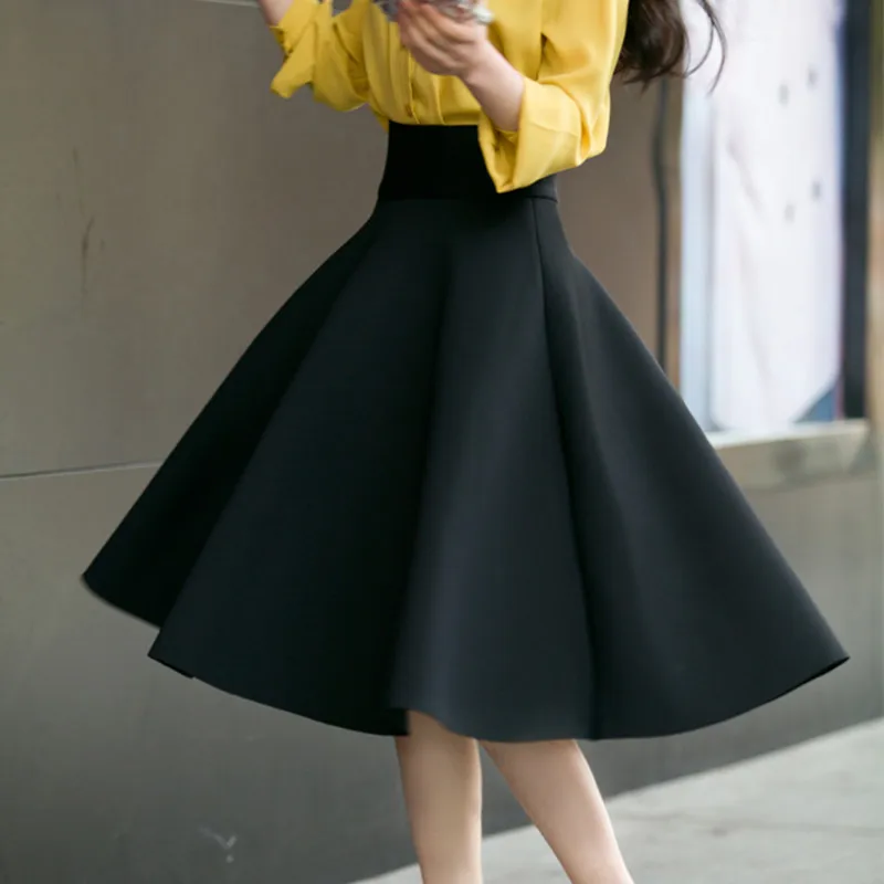 Юбка женская плиссированная до колен однотонная элегантная офисная одежда с