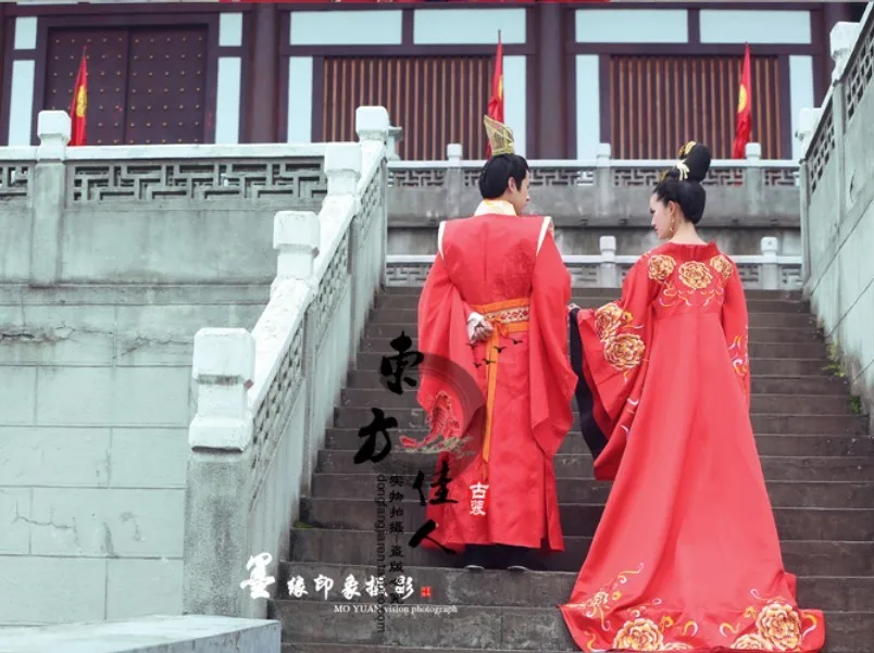 TV Play Legend of Great Tang Empress - Wu Meiniang Red Hanfu Costume Wedding Costume Embroidery Dragon and Phoenix for Couple