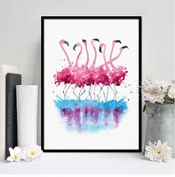 office decor pink flamingo nordic poster print wall art animal picture for living room hallway wall decor watercolor dropship