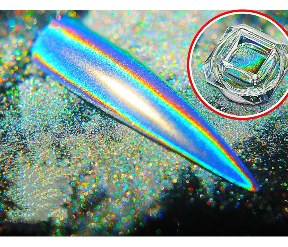 Holographic Laser Powder Rainbow Nail Art Chameleon Glitter Chrome Pigment Manicure Gel Polish Dust | Красота и здоровье