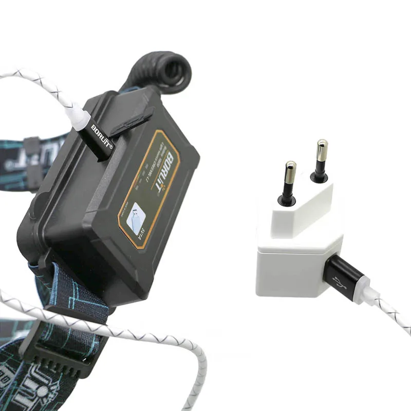 Boruit B10 дальний светильник USB налобный фонарь 4400 мАч светодиодный головной светильник Перезаряжаемый для охоты 18650 аккумулятор с зарядным кабелем