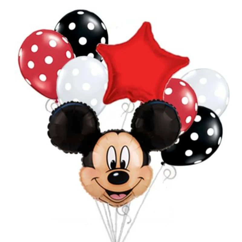 MickeyMouse Balloon 8 шт./партия Микки мультфильм Микки Маус голова фольги Воздушные шары украшения на день рождения Дети партии поставки волна точка латексный шар P1154 - Цвет: MickeyMouse Balloon