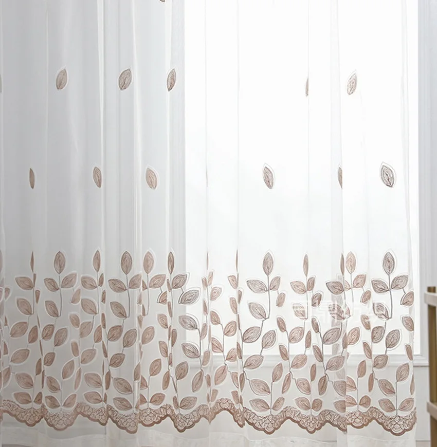 Blue Four-leaf Clover Embroidery Tulle Curtains For Living Room Sheer Panels White Voile Curtains For Bedroom Kitchen M099#4