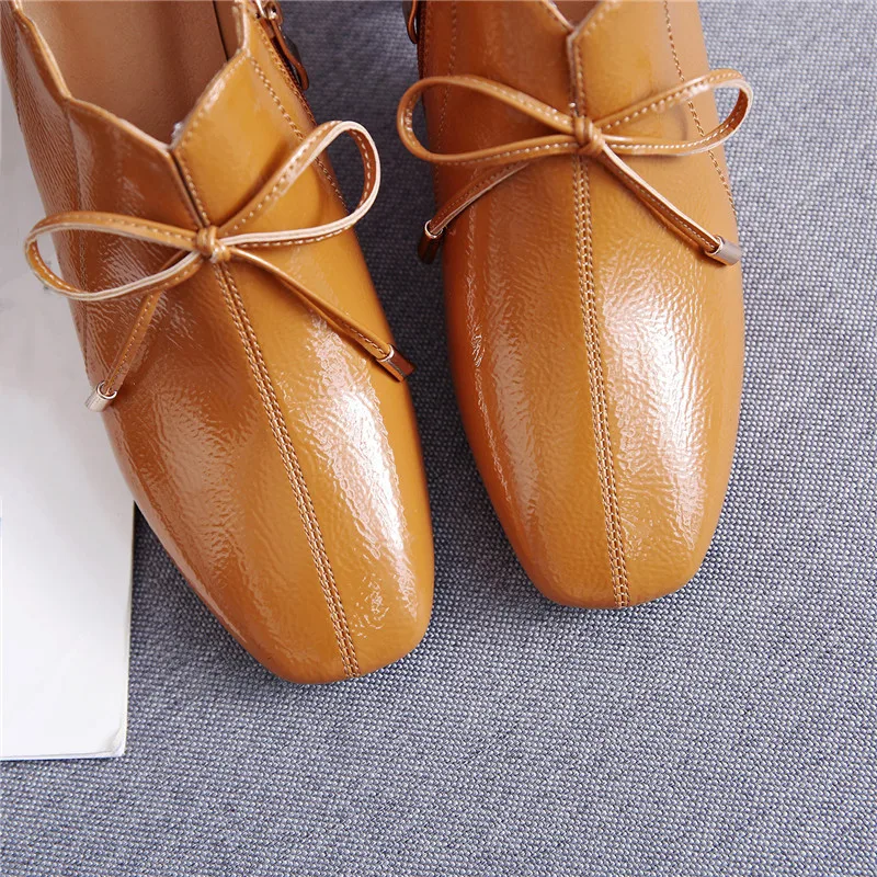 YMECHIC/офисная обувь на молнии с бантом Женские туфли-лодочки квадратным носком и