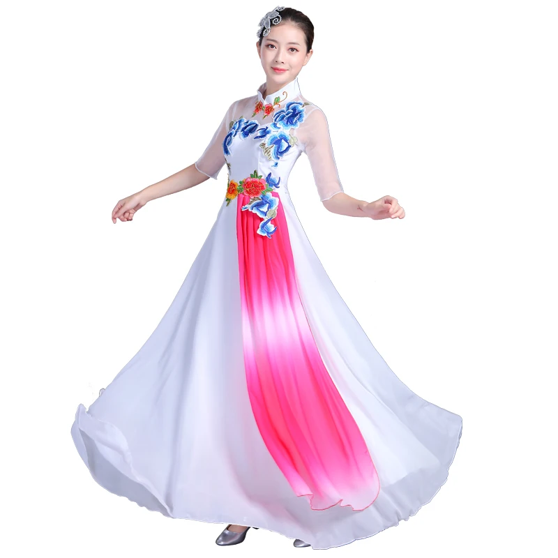XYF95#Concert dress ribbon applique embroidery long Bridesmaid dresses Chiffon Chinese wholesale women's fashion clothing | Свадьбы и