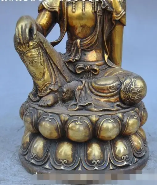 S5489 12&quotChinese buddhism fane bronze Waibo mother Kwan-Yin Bodhisattva Buddha Statue |