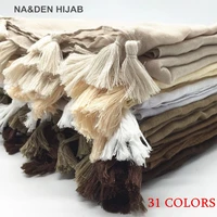 women tassel hijab shawl plain maxi scarf fashion pendant shawls lady muslim hijabs scarfs soft foulard wrap 1pc 31colors