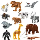 Конструктор животных, мамонт, орангутан, тигр, динозавр, лось, лошадь, волк, мини-фигурка, игрушка для детей, совместим с