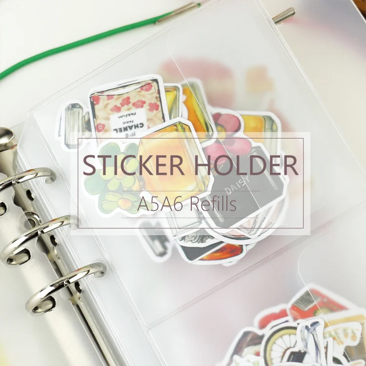 STICKER-Folder 1PC MyPretties A5 A6 ПВХ, папки, сумки Стикеры держатель для хранения сумка для заправки для 6 отверстий Binder организаторов планированию - Цвет: STICKER-Folder 1PC