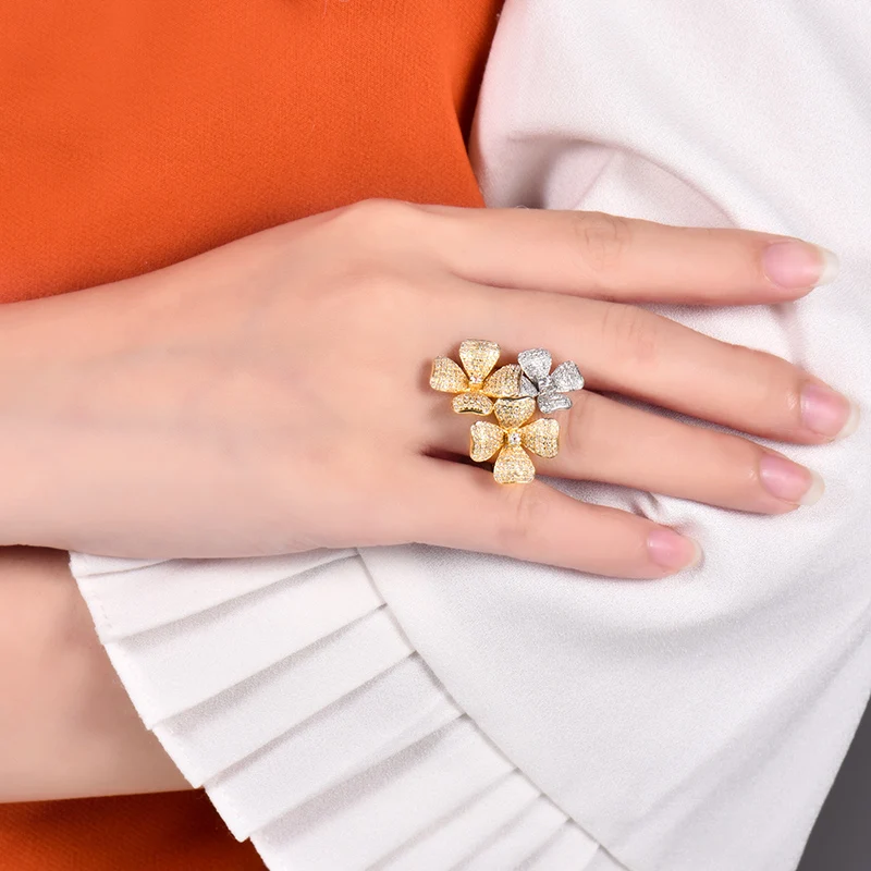 LOVERJEWELRY женское кольцо Настоящее 18 к из золота двух цветов бриллиантовое