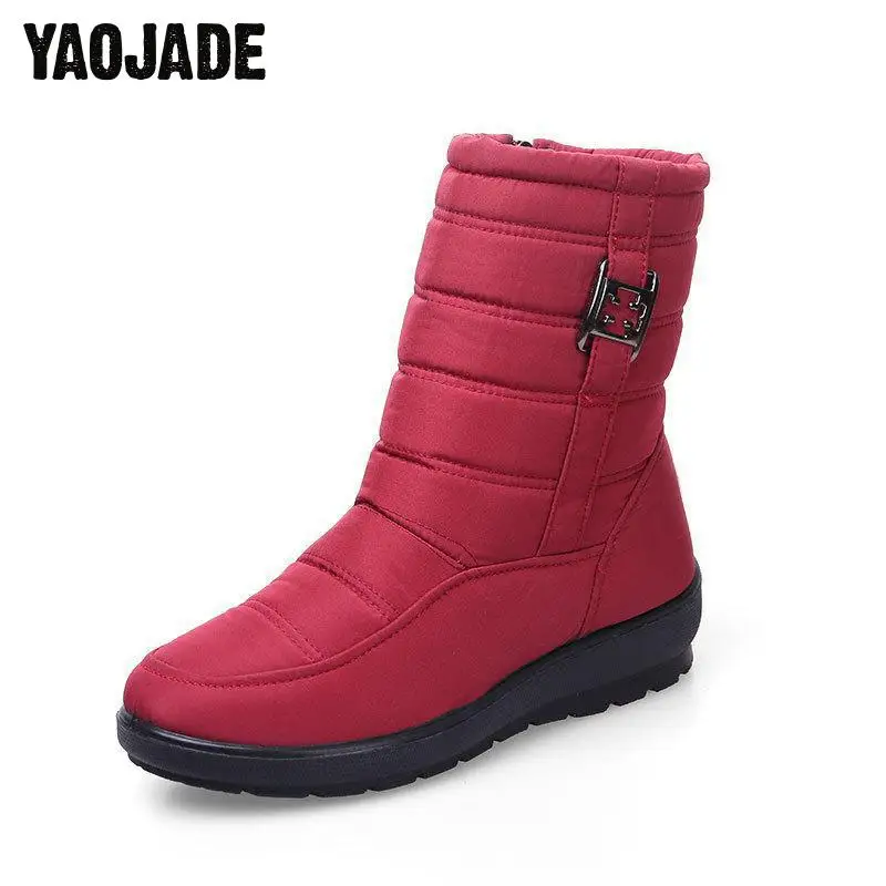 Высокие модные женские зимние ботинки 2018 г. Нескользящие на толстой подошве