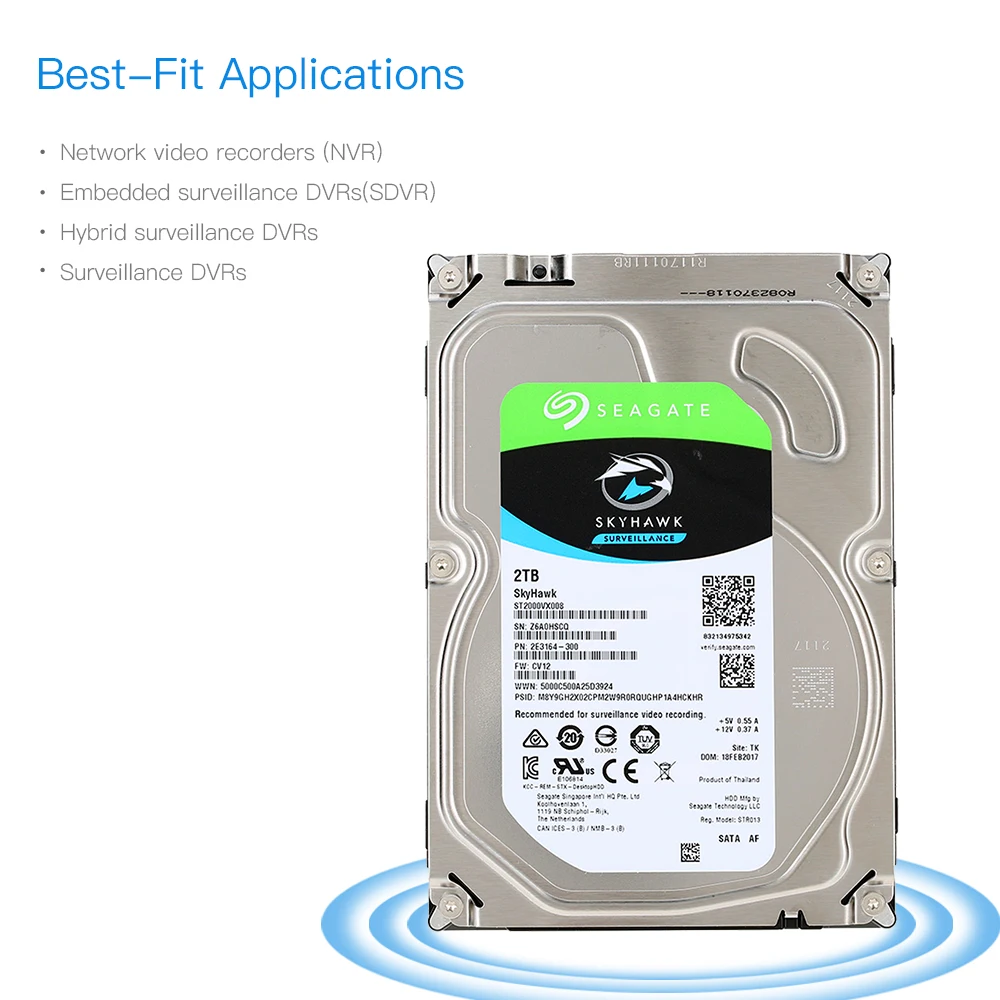Seagate 2 ТБ видео HDD для наблюдения внутренний жесткий диск 5900 об/мин SATA 6 ГБ/сек. 3 5