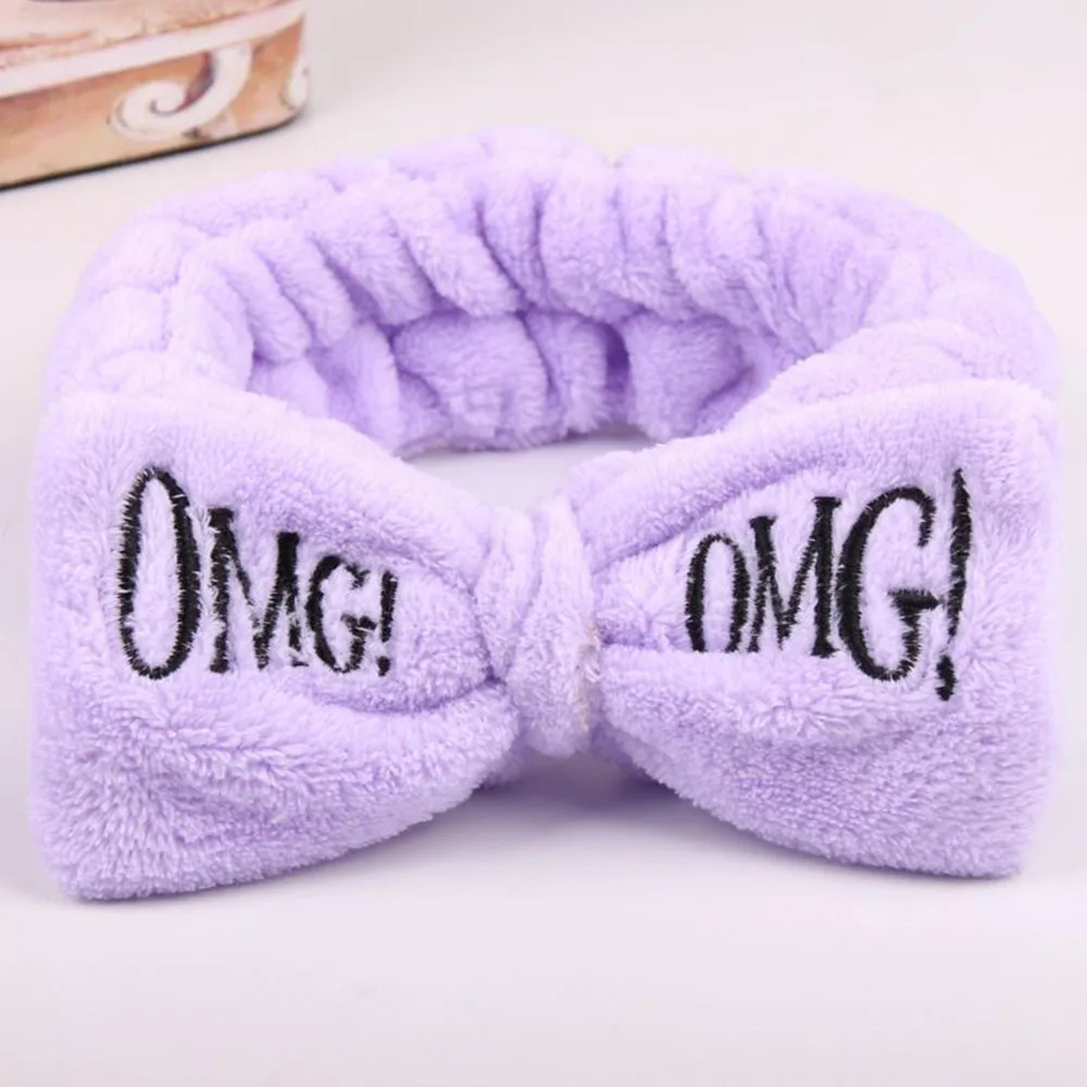 2019 Новинка OMG буквы коралловый флис мыть лицо лук повязки на голову для девушек