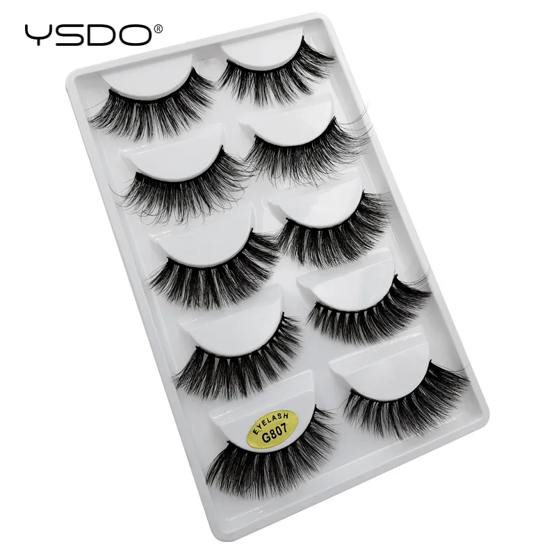 G807 YSDO ресницы серо-коричневого цвета, ручная работа, Makeup3D норковые ресницы натуральные накладные ресницы длинные клей для наращивания ресниц, партия из 5 пар Искусственный Поддельные ресницы - Цвет: G807