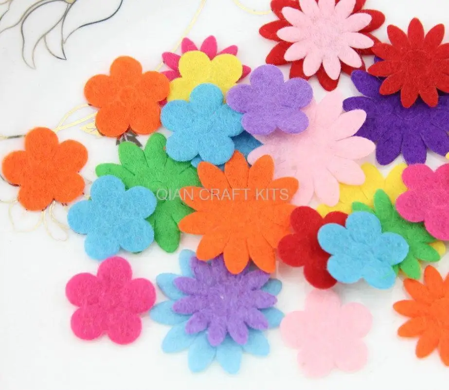2500pcs mix size Felt Pack Felt flower shaped multiple Colors wholesale free shipping Chic Felt Flower Hair Accessories