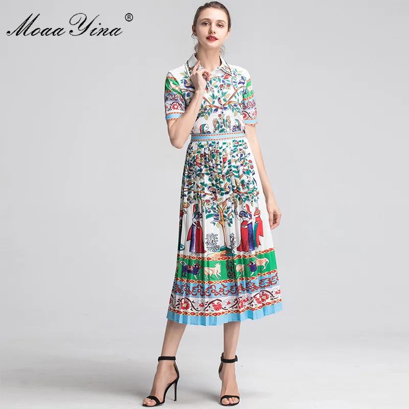 MoaaYina модельер Set Для женщин с коротким рукавом Кристалл цветочным принтом