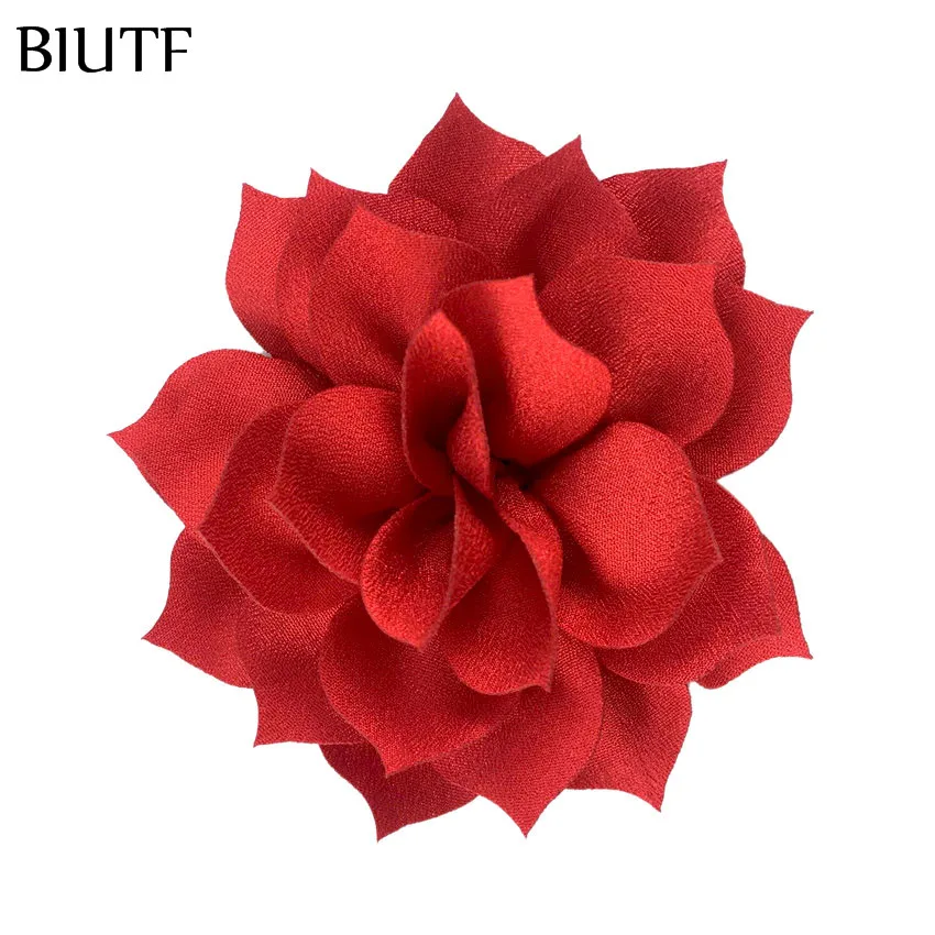 7-red 10 шт./лот 3,2 ''Ткань Цветы Ткань Цветок лотоса Дети Женщины DIY волосы цветок вечерние украшения FH52 - Цвет: 7-red