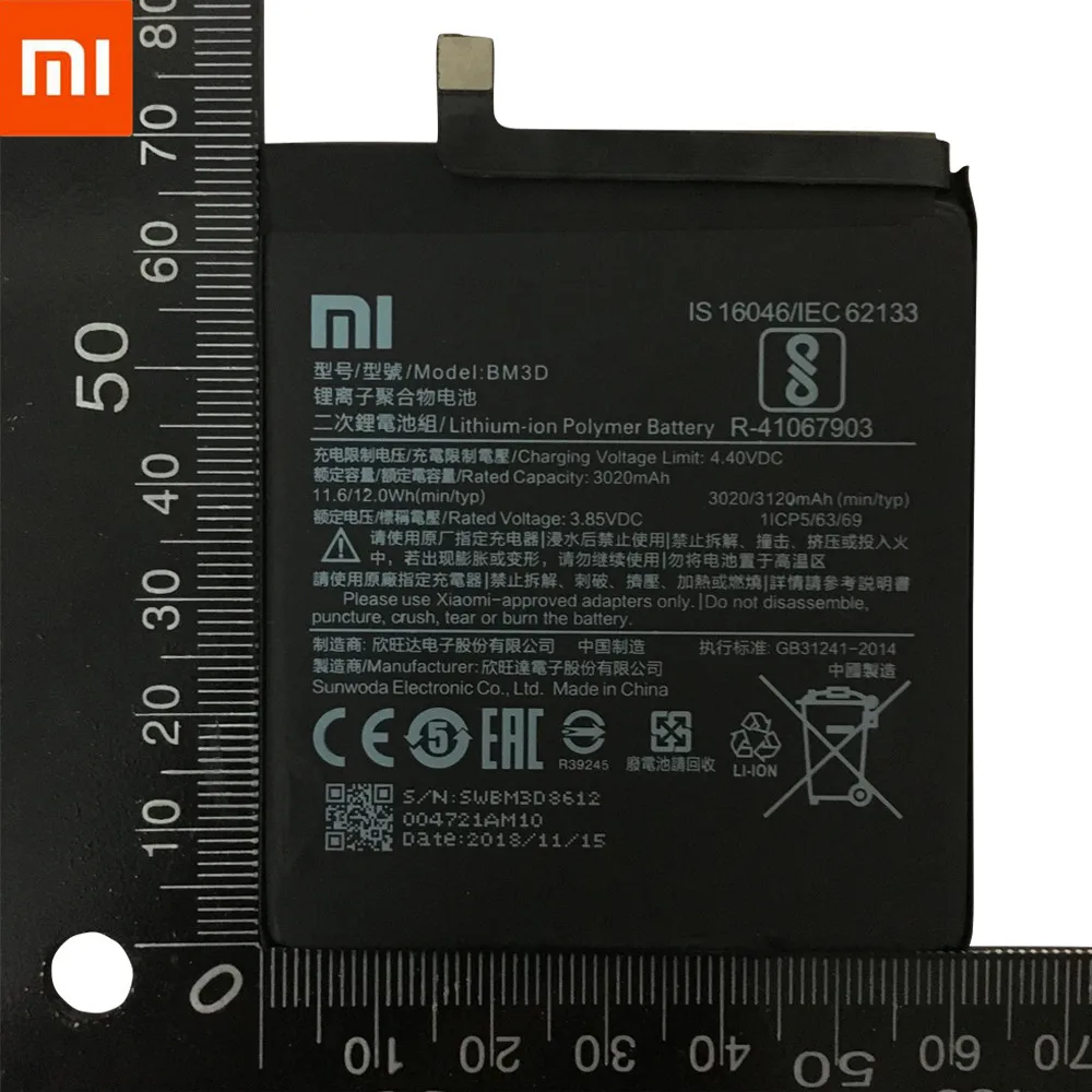 Xiao Mi Оригинальный аккумулятор для телефона BM3D 3020 мАч Xiaomi 8 SE высокое качество