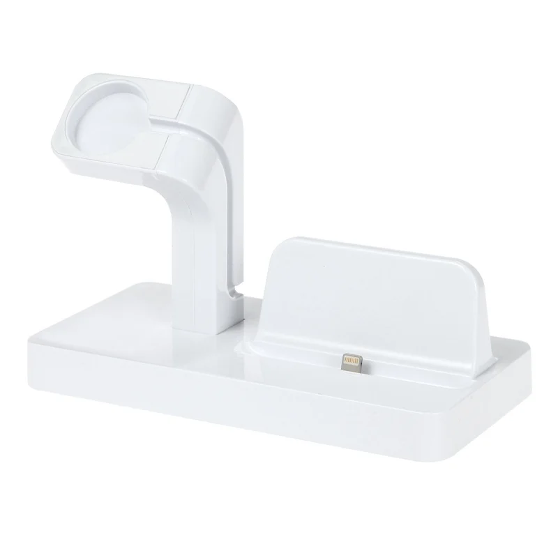 White Новое дизайнерское настольное зарядное устройство 2в1 для iPhone XS Max XR Xs X 8 7 6s Plus зарядная док-станция для apple i watch 1 2 3 - Тип штекера: White