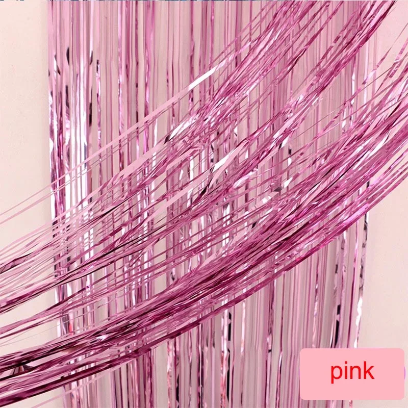 pink--8pcs 2 м фон занавеска Детские Вечерние Декорации фольга бахрома занавеска с блестками День рождения Свадьба Декорации Hanukkah украшения - Цвет: pink--8pcs