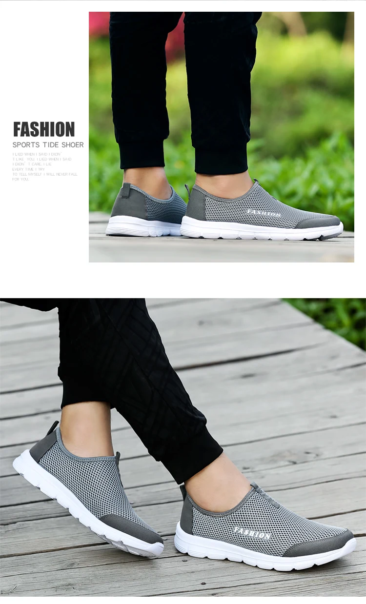Fashion Summer Shoes Men Casual Air Mesh Shoes Lightweight Breathable Slip-On Flats Chaussure Homme Large Sizes 36-46 Wholesale
