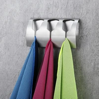strong self adhesive triple towel holder towel rack stainless steel coat hook eruopan bathroom accessories wall hanger hat hook